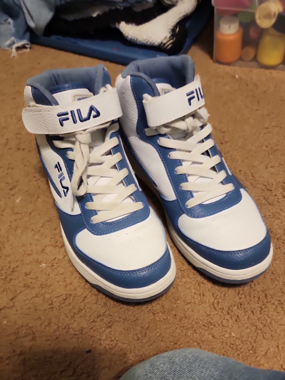 Fila High-Top Sneakers in White and Blue